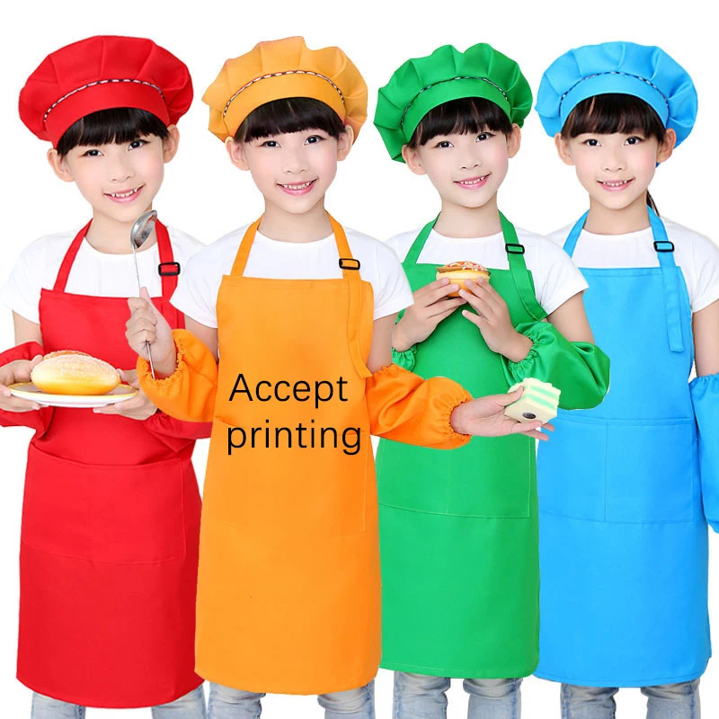 ZQ05 Wholesale Custom Bbq Kids Children Apron Chefs Kitchen Cooking Craft Art Plain