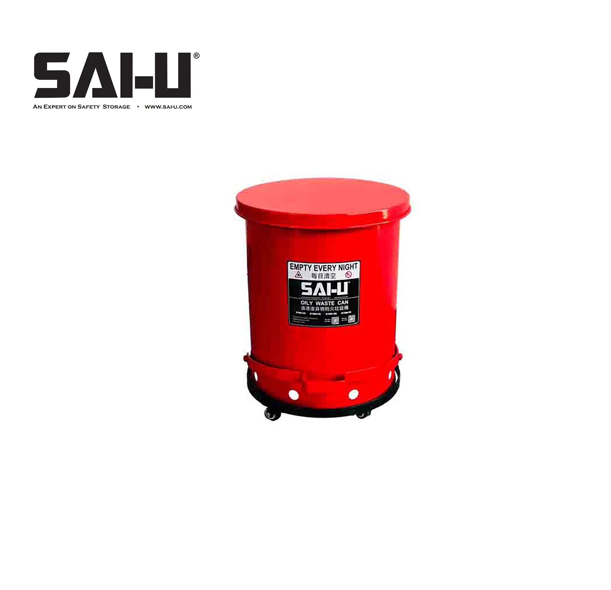 SAI-U OSHA Standard  14G/52.9L Laboratory waste bin Fireproof trash can Oily waste can