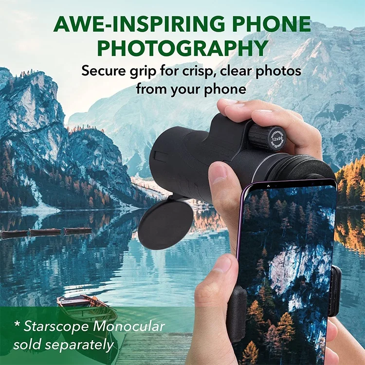 Adjustable Phone Scope Mount, Universal Phone Fit Telescope Phone Adapter for Monocular and Binocular