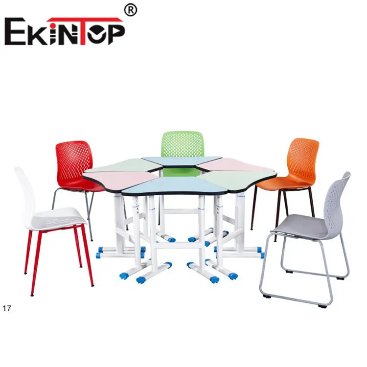 Ekintop modern free sample classroom furniture metal high school student desk writing tables kids desk chair set