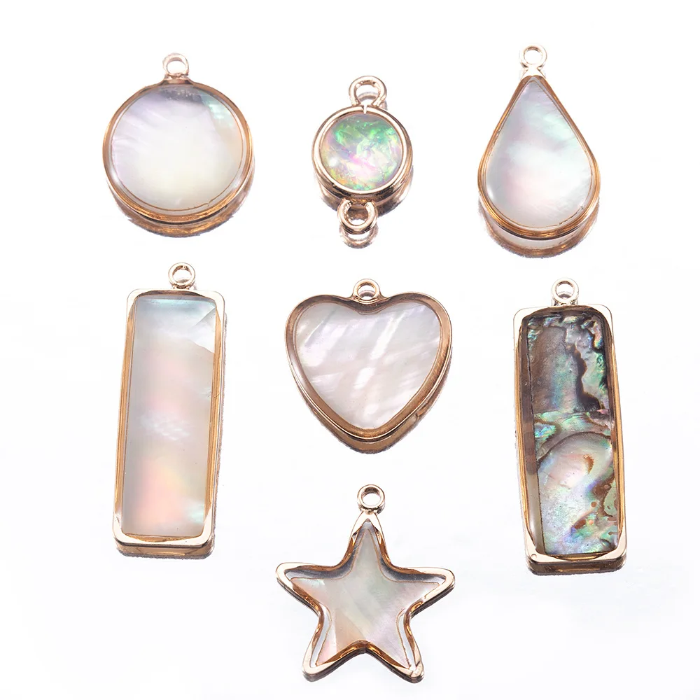 A1854 hot selling shell star heart drop charm pendant high quality necklace pendant charm accessory
