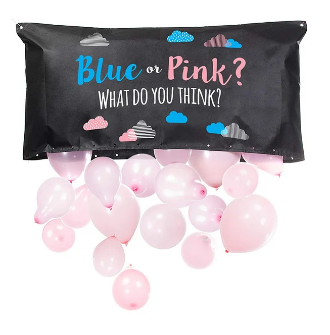 Boy or Girl Party Game Baby Shower Photo Backdrop Bag With Pink And Blue Balloon Gender Reveal Party Supplies