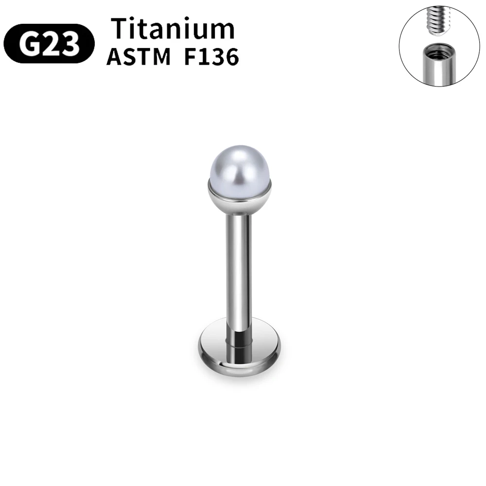 Оптовая продажа G23 титановая серьга ASTMF136 пирсинг для губ жемчужина 16 г маленькие серьги женщин украшения тела ногтей