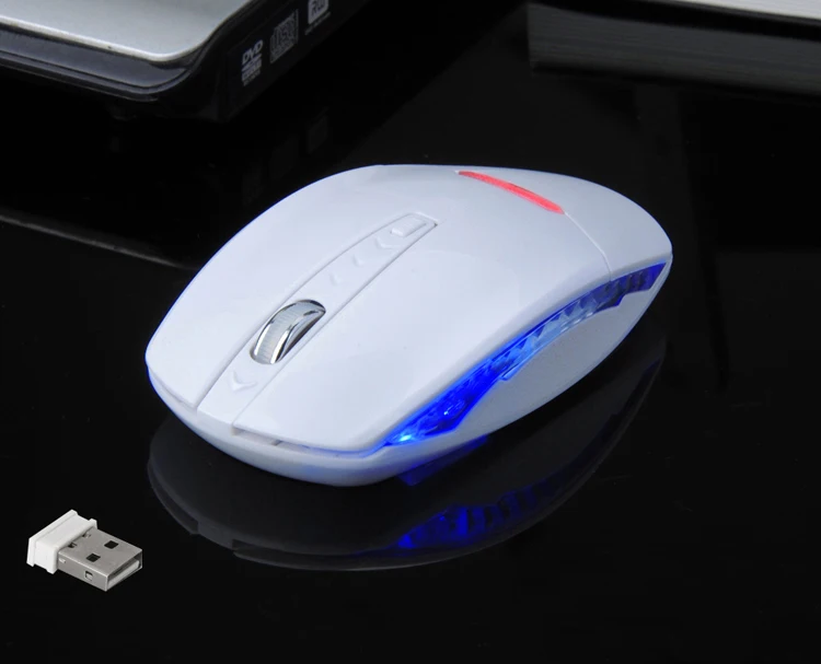 High Quality  mini slim silent 2.4g wireless optical mouse with led light
