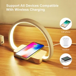 Luxury Multifunction Mobile Phone Fast Charging Portable 10W Colorful Night Light Table Alarm Clock Wireless Charger For iPhone