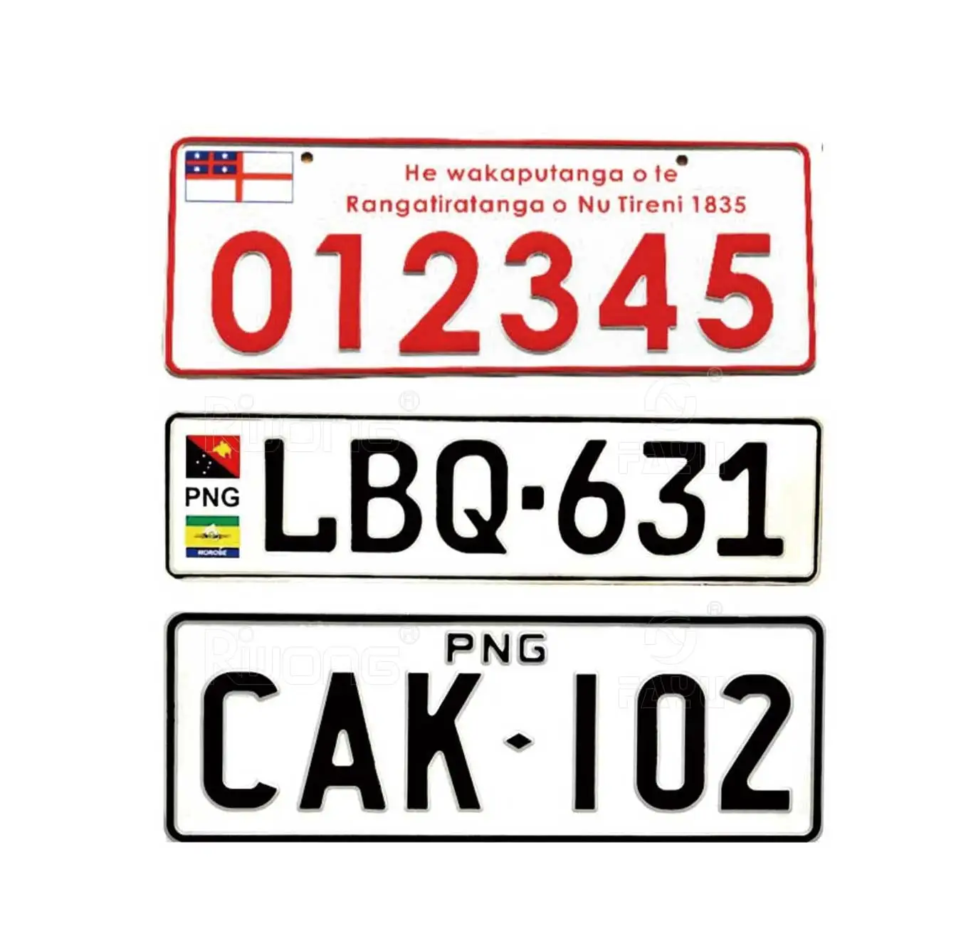 Aluminum car licence plates number for Oceania countries
