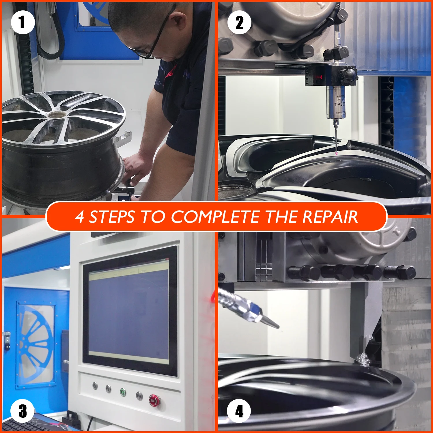 PC vertical alloy wheel repair machine and diamond cut rim polishing machine DCM32P-S