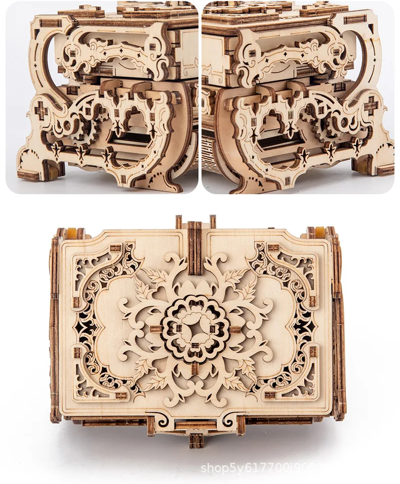 Manual 3D Puzzle Wooden Assembly Toys Antique Box Diy Manual Simulation Of Wood Driving Machinery  Model Decorations Toys