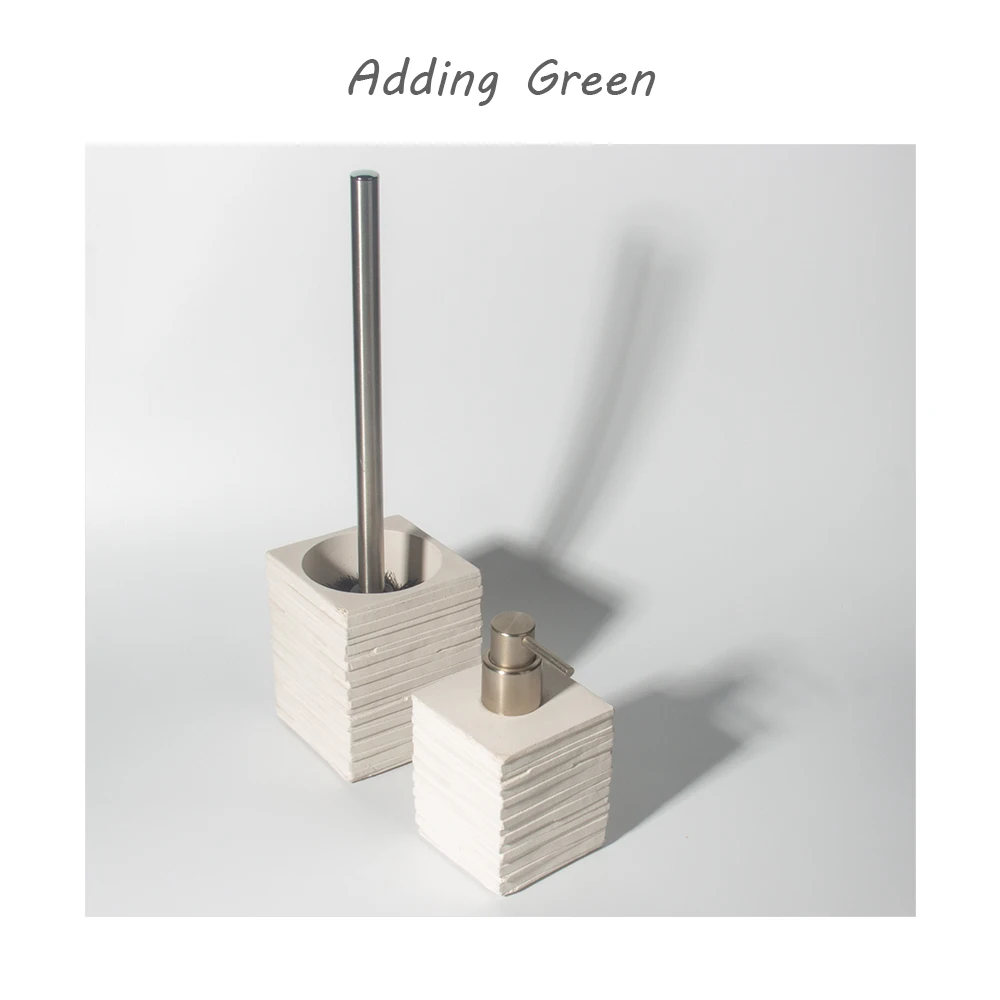 Square Shape Concrete Soap Dispenser Pure Color Cement Lotion Bottle Refillable Shampoo Container