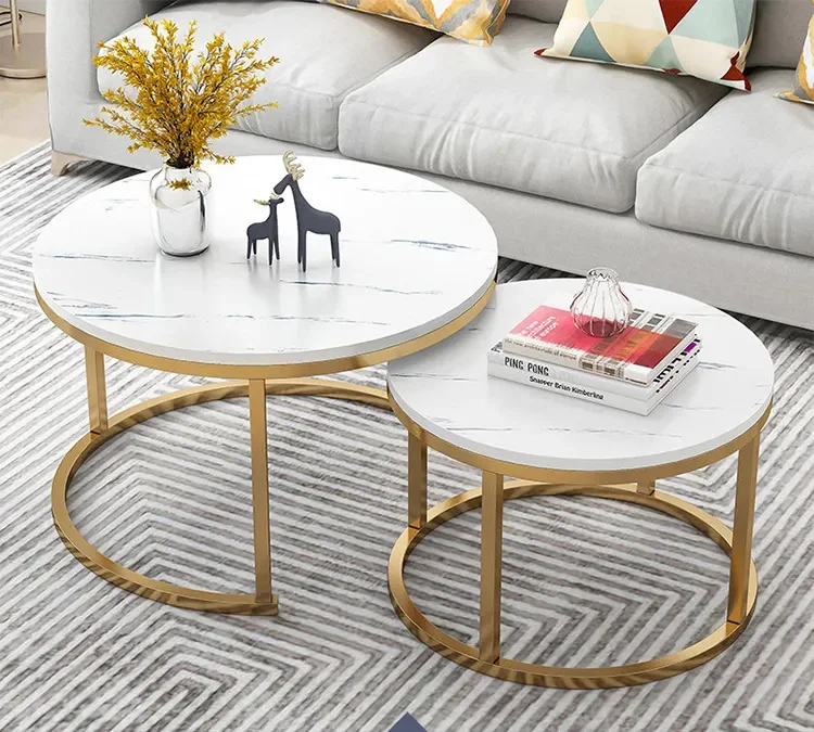 Modern Gold Stainless Steel Leg Marble Top Round Living Room Home Furniture Luxury Side Center Coffee Tea Table