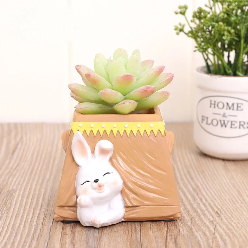 Roogo resin home decoration cute dog flowerpots