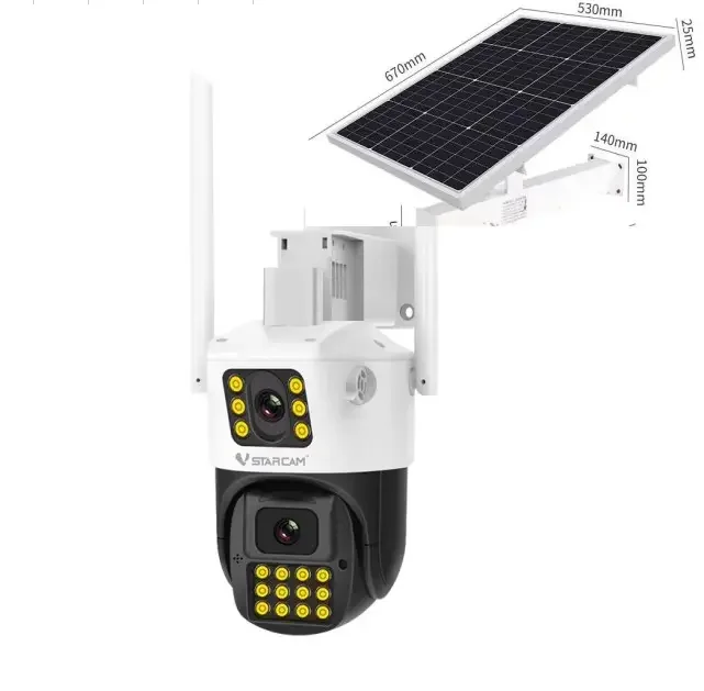 VStarcam Humanoid Automatic Tracking Wire-free 2K Dual Lens Wifi camera Solar Powered Battery Night Vision PTZ Camera