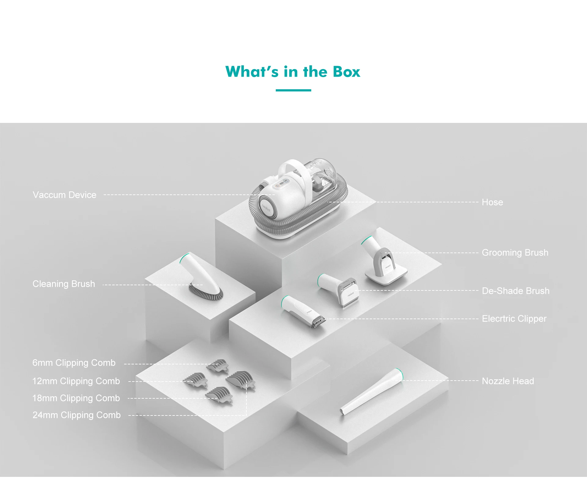 Neabot P1 pro 5 in 1 Pet Hair Shaving and Suction Tools Low Noise  Grooming Pet Vacuum Cleaner