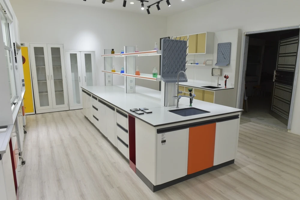 Free Design Medical Chemistry Laboratory Furniture Lab Tables with Steel Cabinet Lab Bench