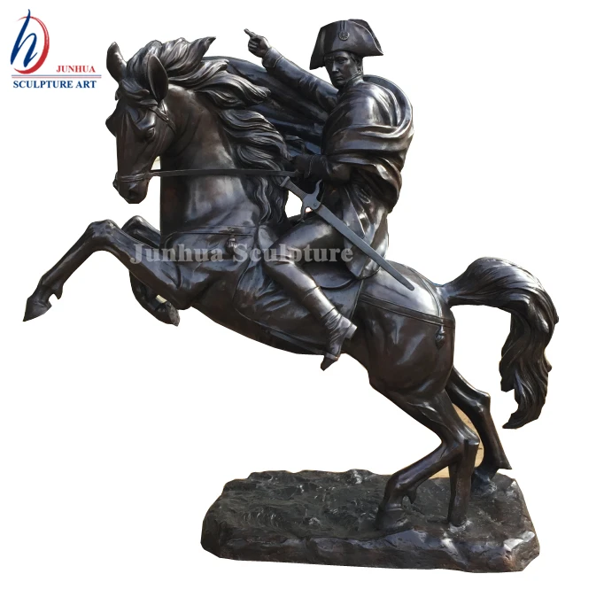 Antique Life Size Bronze Roman Soldier Sculpture Napoleon Riding Horse Statue