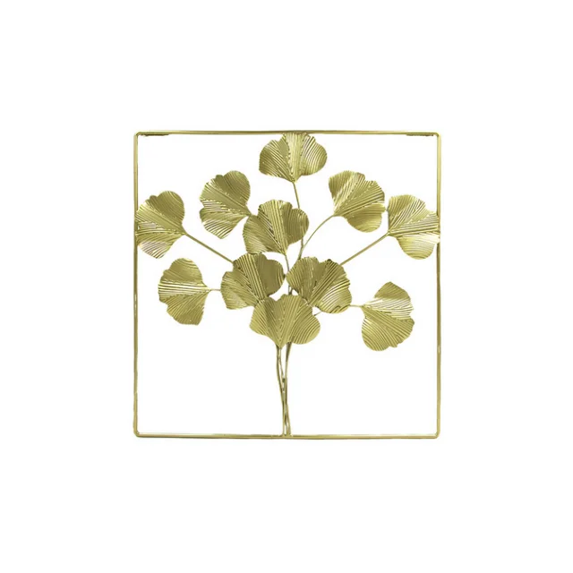 Factory Direct Nordic Modern Gold Light Luxury Ginkgo Leaf Wall Hanging Leaf Wall Decoration Creative Wall Metal Pendant Home