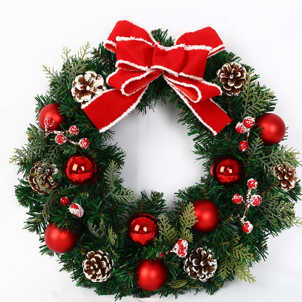 Classic Evergreen Artificial Christmas Wreath with Pine Cones and Red Berries, Long-Lasting Indoor Decor