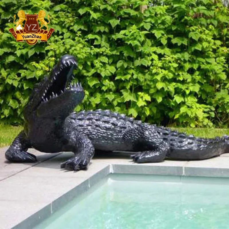 fiberglass Alligator figurine life size crocodile statue hand made resin wild animal sculpture