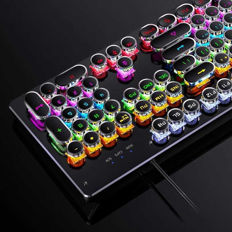 Zk-4 Personalized Punk Backlit Round Keycaps Real Wired Gaming Mechanical Keyboard