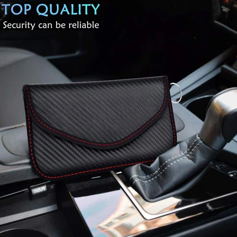 Large Faraday Bag Car Fob Key Signal Blocker Pouch Anti Theft Faraday Bag Cell Phone Carbon Fiber GPS RFID Signal Blocking Bag