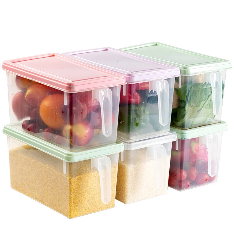 Food Grade PP Plastic Home Kitchen Refrigerator Food Ftorage Box Crisper with Handle