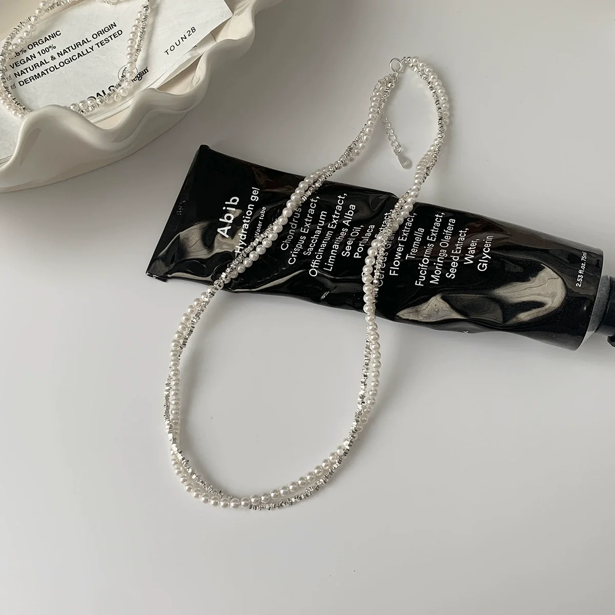 HP 925 scrap sterling silver necklace trendy pearl necklace double layered bracelet S925 silver sets