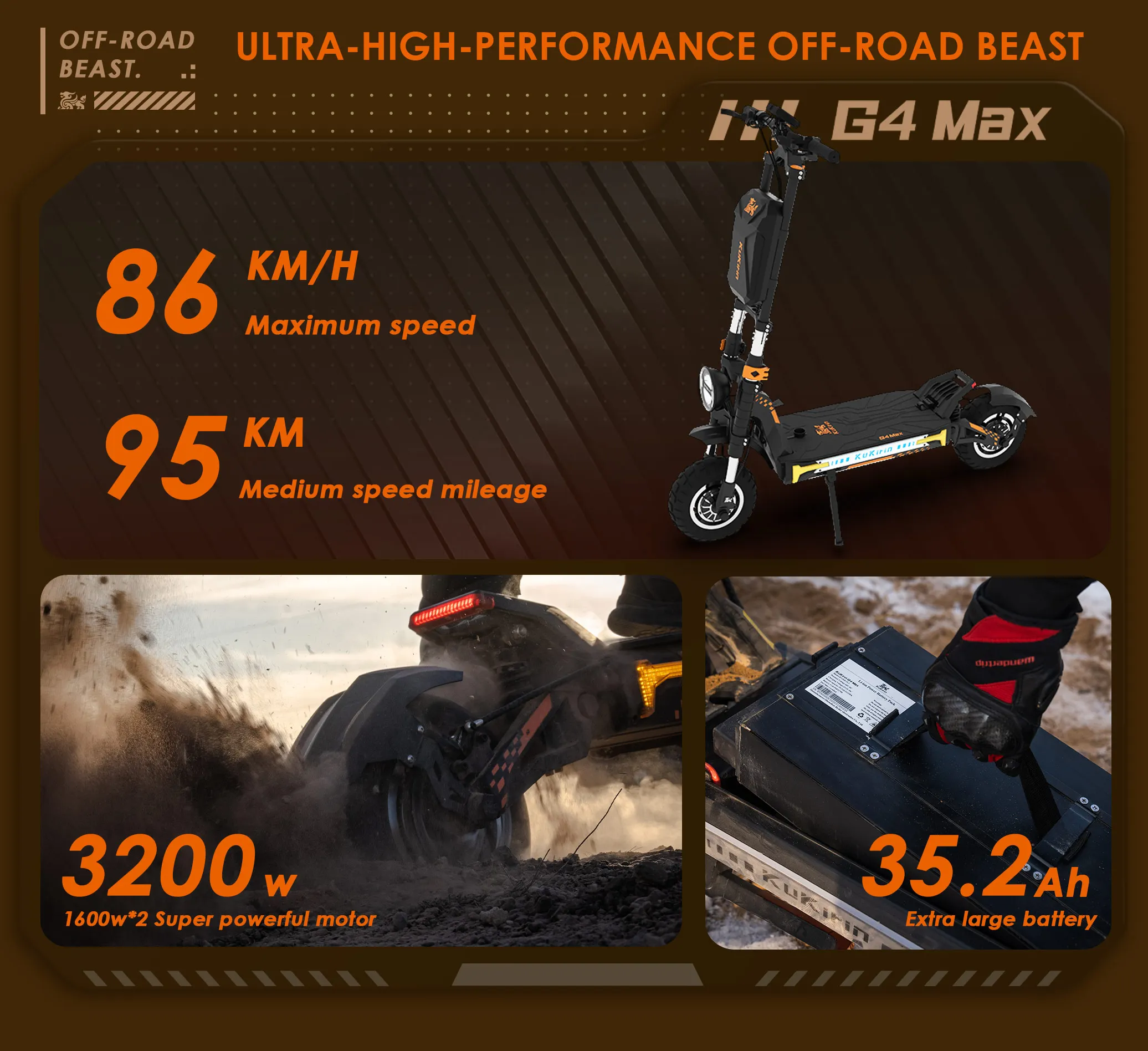Склад ЕС 2024 товары новая версия второй диапазон передач 95 км KuKirin G4 MAX двухмоторный Электрический скутер