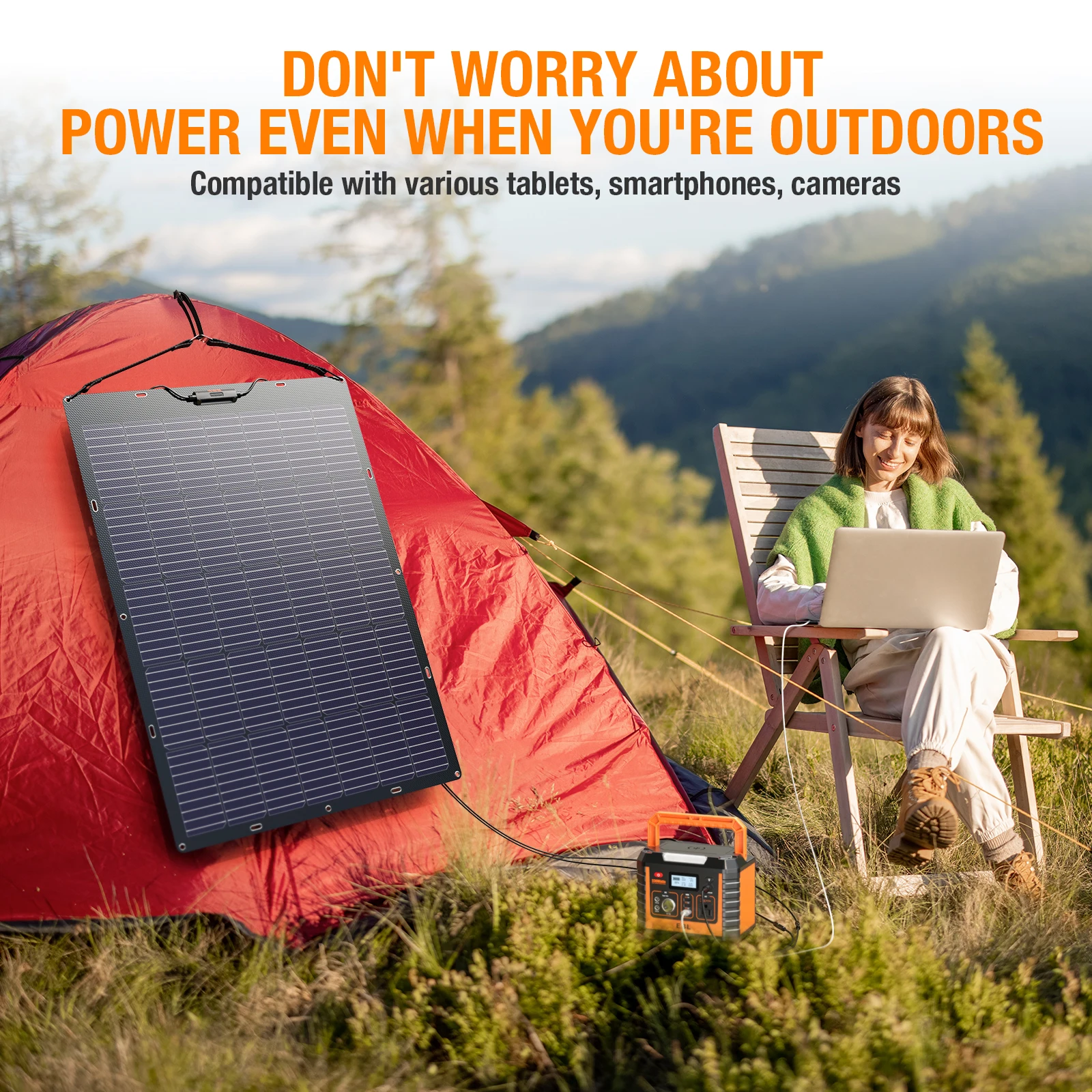 EBL Monocrystalline Solar Panels Outdoor Cheap Thin Film Mono Etfe Solar Cells Portable Folded Flexible 120W Solar Panel