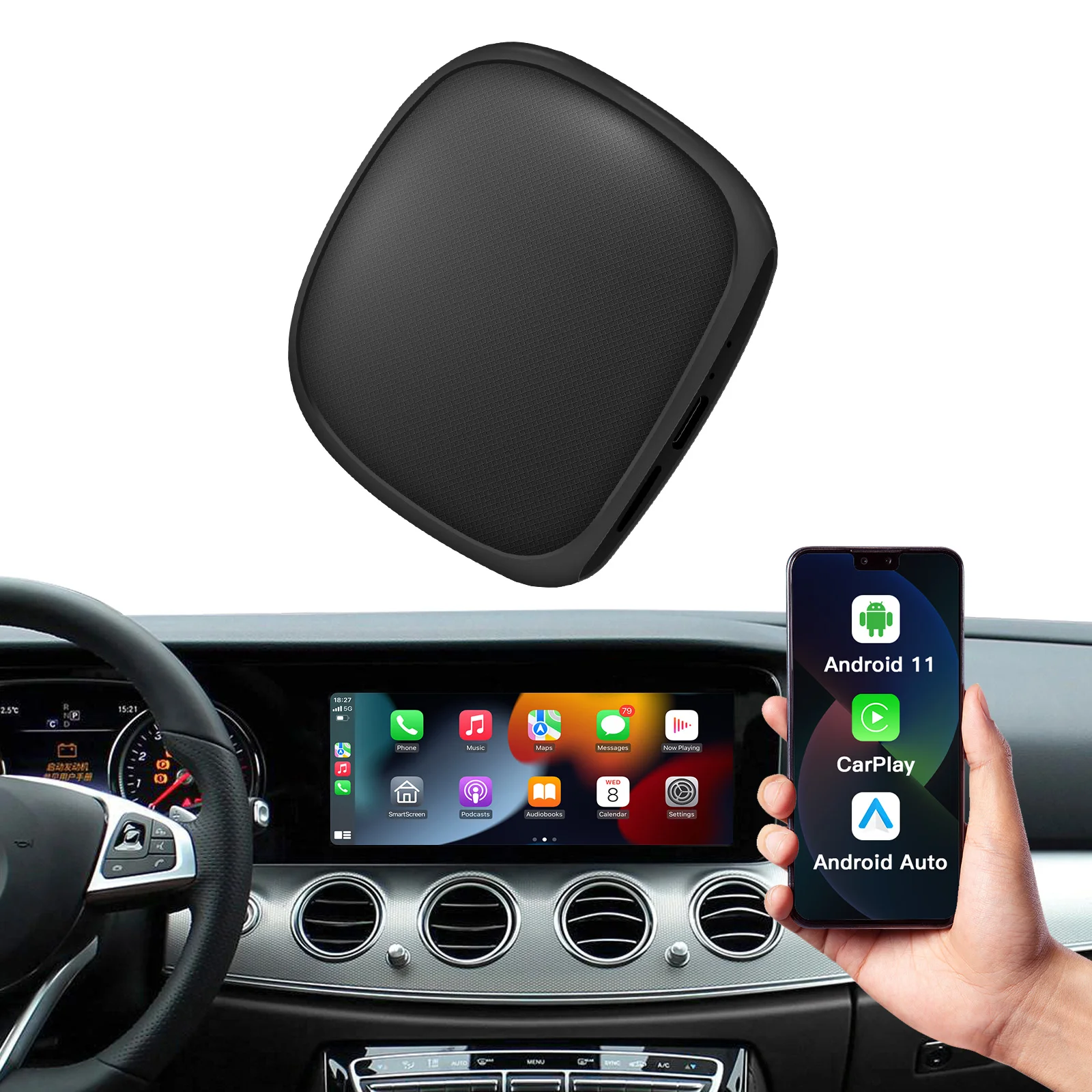 Autoabc Google store android 11 carplay ai box автомобильный беспроводной dongle для универсального автомобиля USB smart 2G + 16GB