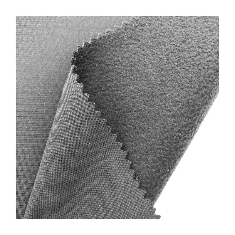 Wholesales windproof and waterproof bonded 305gsm 4-ways fabric bonded with TPU polar fleece soft shell fabric for jacket coat