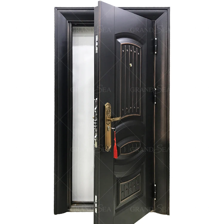 Black copper color  big frames residential steel security doors with senior lock system