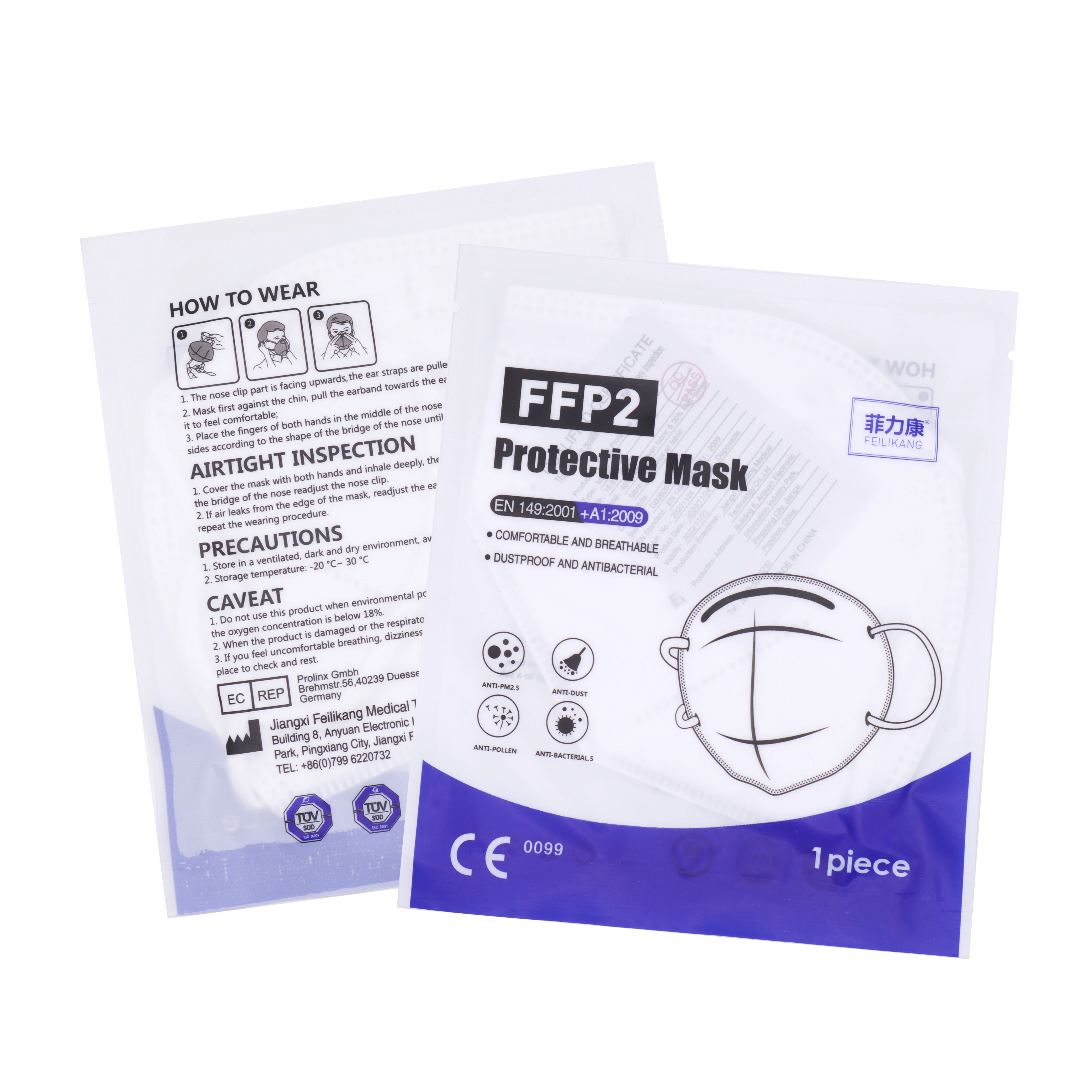 
European warehouse FFP2 Masks packed in German FFP2 Mundschutz 