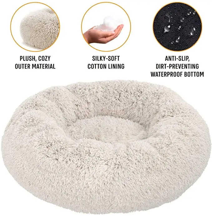
Pet Products Donut Cat Bed Faux Fur Dog Beds For Dogs 