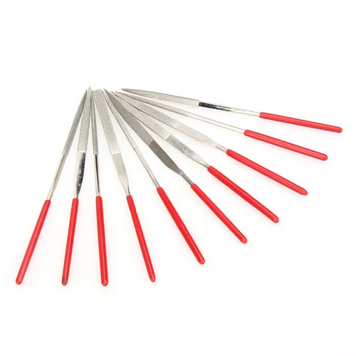 PEX 10Pcs 3x140mm Mini Diamond Metal Files Set,Micro Round Triangular Square Flat File Tools for Jewelers Crafts Hobbies