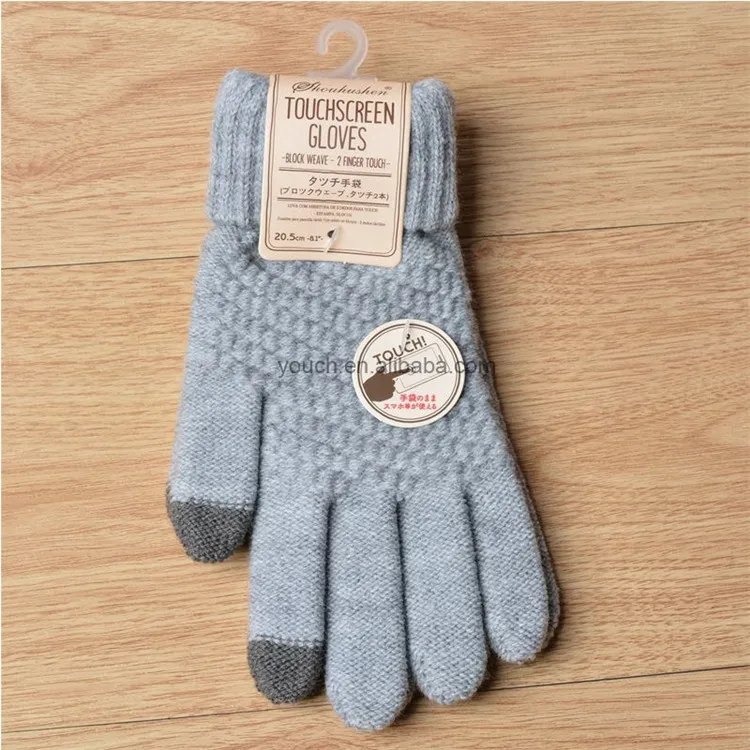 style new cashmere brushed knitted gloves lady jacquard touch screen gloves keep warm winter gloves