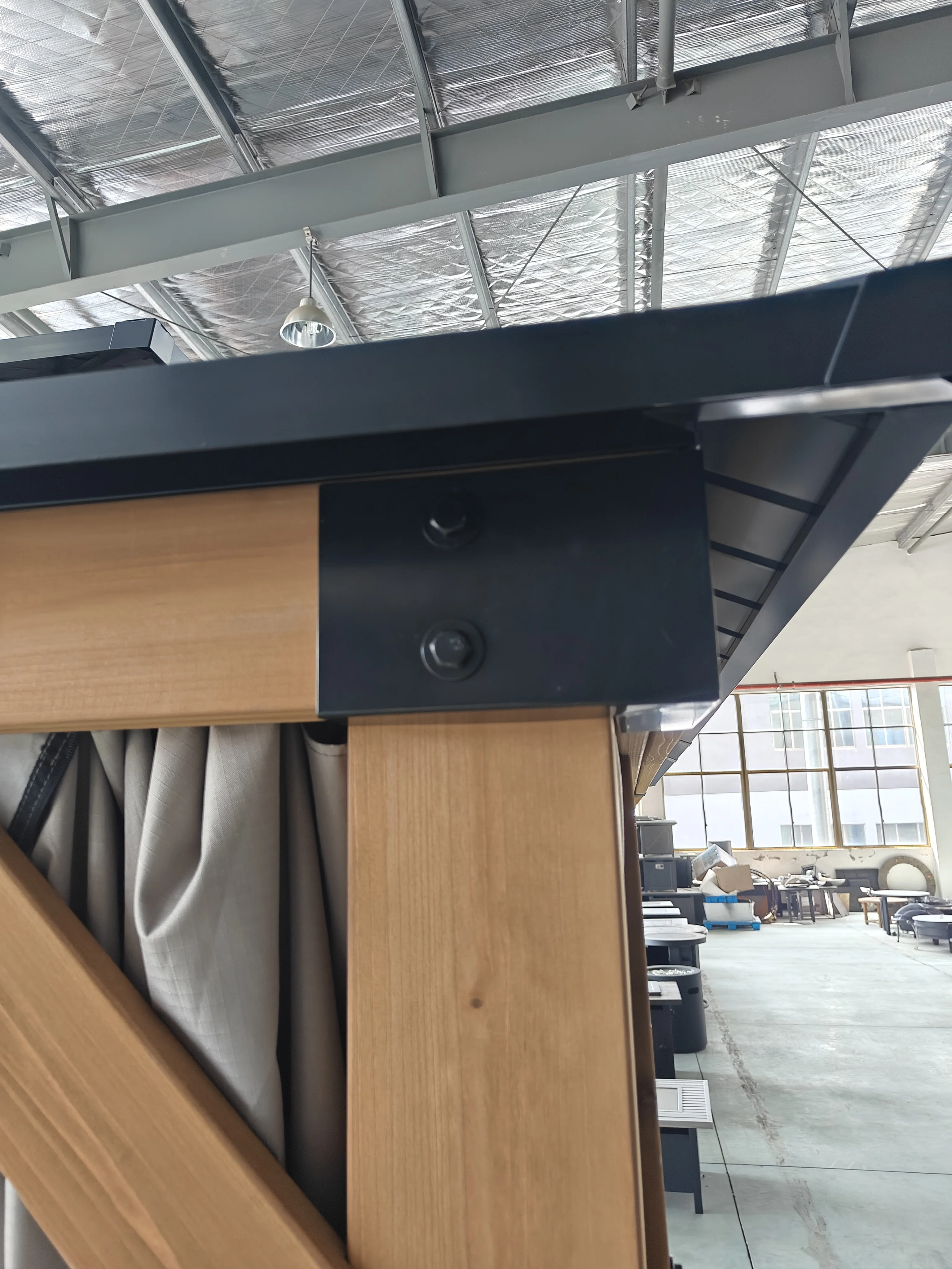 10x12 inch Outdoor Patio Garden Metal Hardtop Roof Solid Wood Gazebo with Privacy Curtains and Mosquito Netting