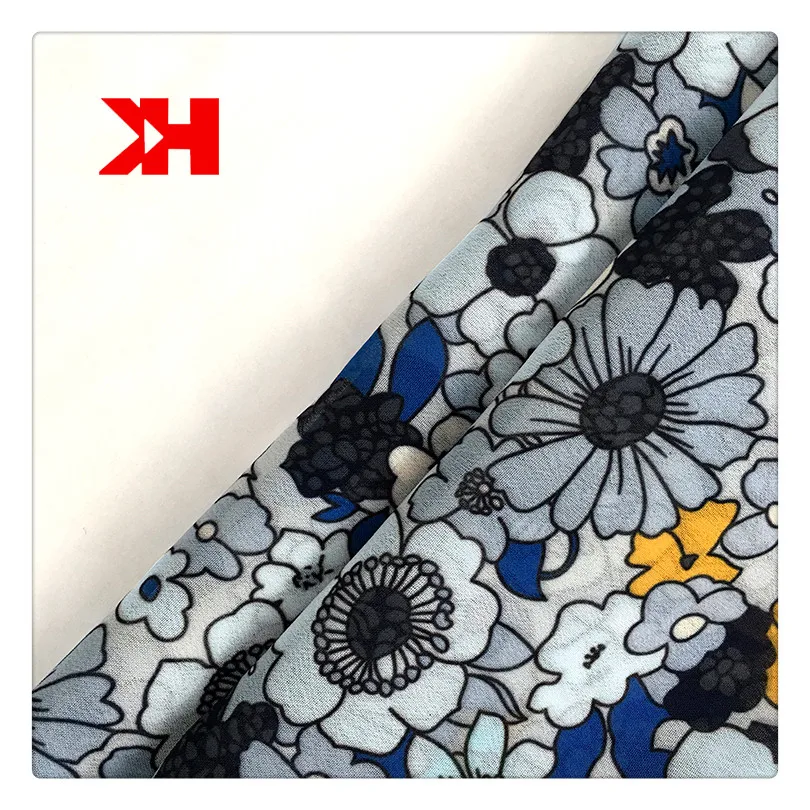 Kahn Pearl Chiffon Print Blue Fabric for Dress