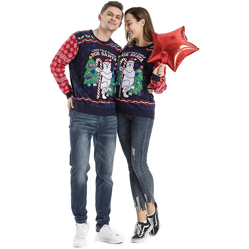  Wholesale Custom Sweater Christmas Tree Knitted Couple Family