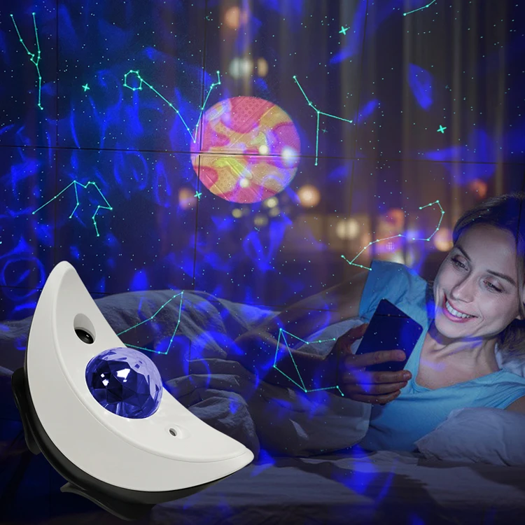 Moon Boat Smart Remote Control Music Star Light Twelve Zodiac Signs Romantic Projector Water Pattern Projection Light