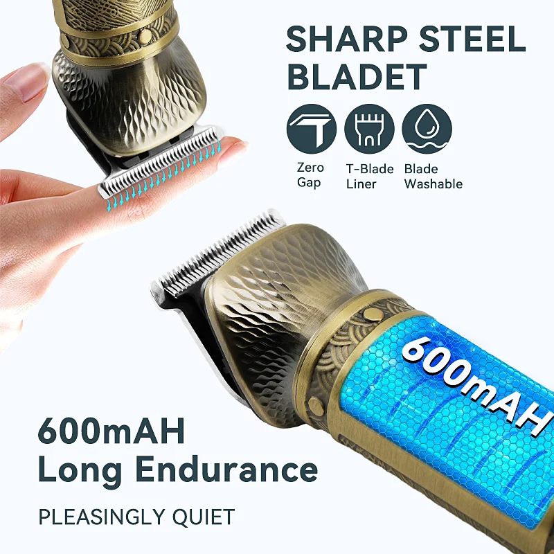 Lcd Display 7 in 1 Electric Professional Metal Waterproof Rechargeable Trimmer Hair Clipper