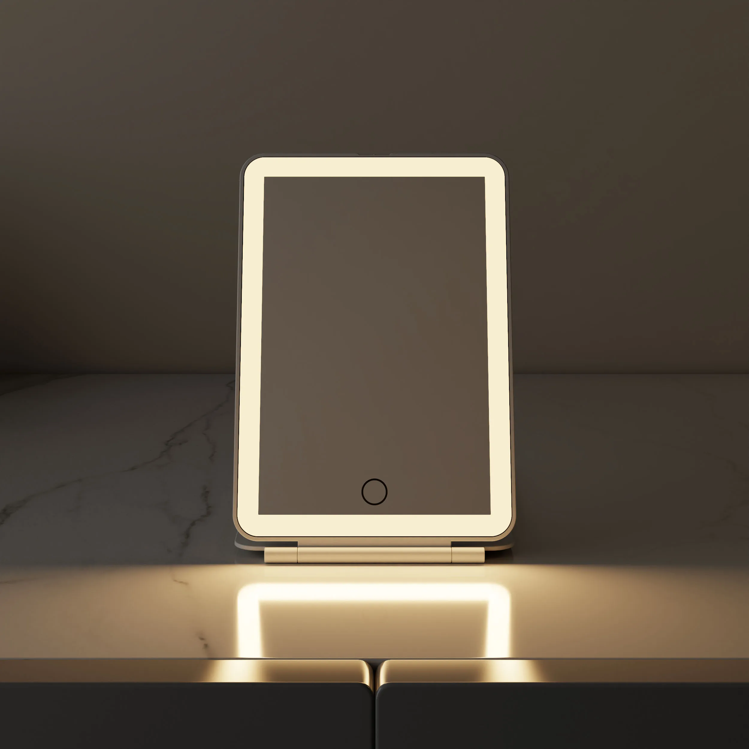 Type C Rechargeable Touch Screen Dimming Cosmetic Vanity Folding Portable Travel Makeup Mirror With Led Light Portable Mirror
