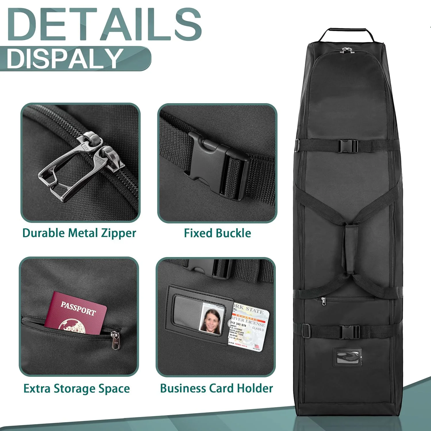 High Quality Heavy Duty 600d Polyester Oxford Golf Travel Bag With Wheels Bags for Men