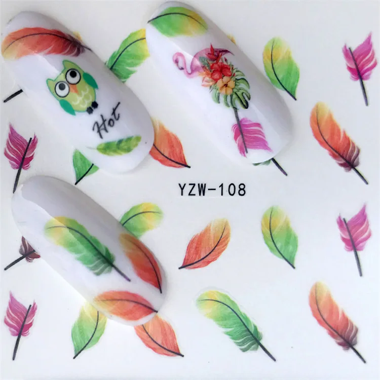 Наклейки для ногтей с перьями