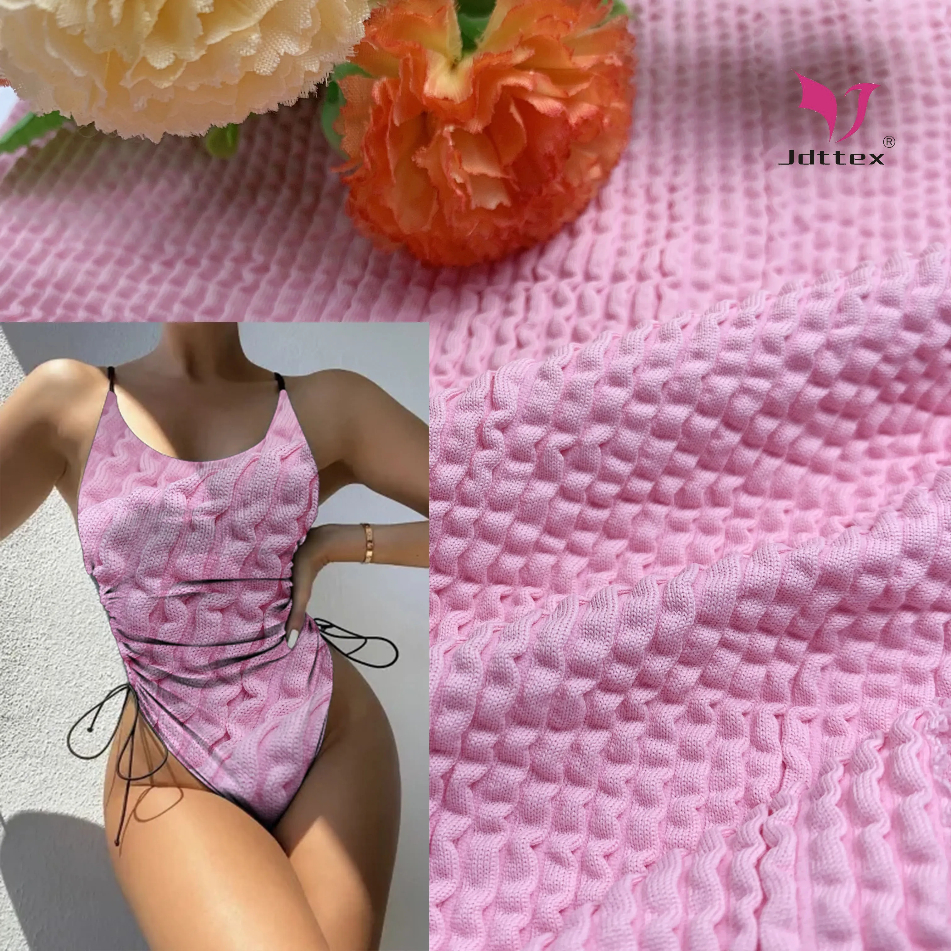 Seersucker jacquard top  elastic nylon spandex  four way stretch knitted fabric for swimwear,bikini