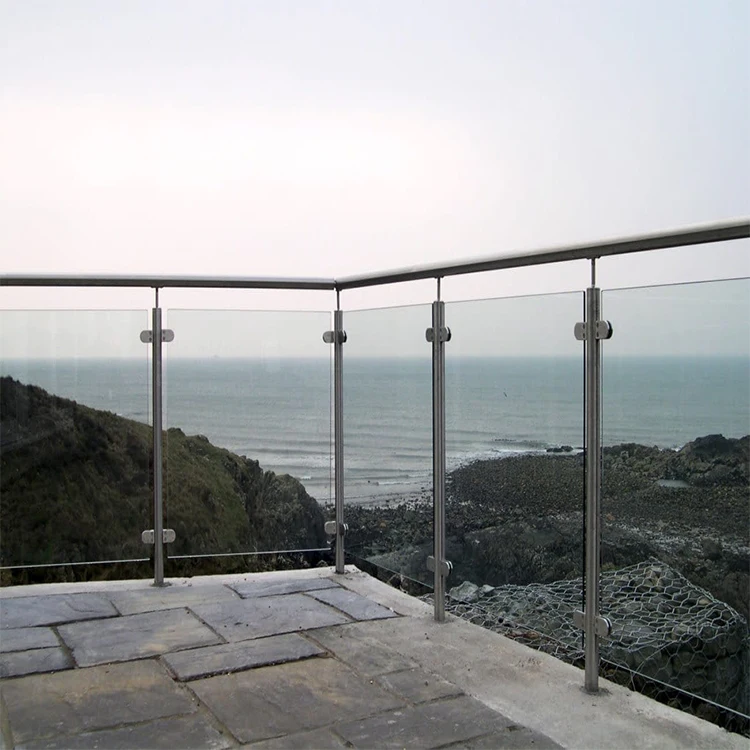 Interior exterior stair railing safety clear glass railing with poles