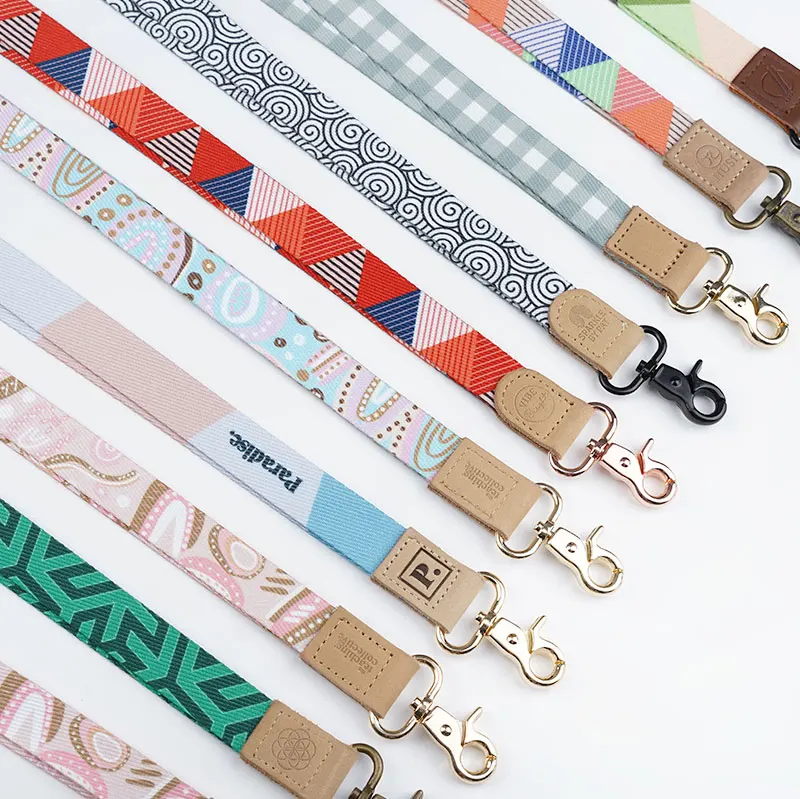 Personalized Leather Lanyards Custom Logo Polyester Lanyards with High Quality Buckle for School and Office