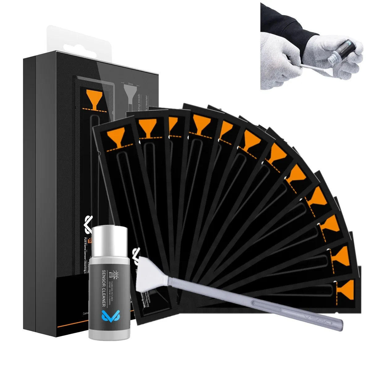 VSGO OEM VS-S03E Camera Sensor Cleaning Kit Full Frame 12pcs Swabs For All Full Frame DSLR Cameras 24mm