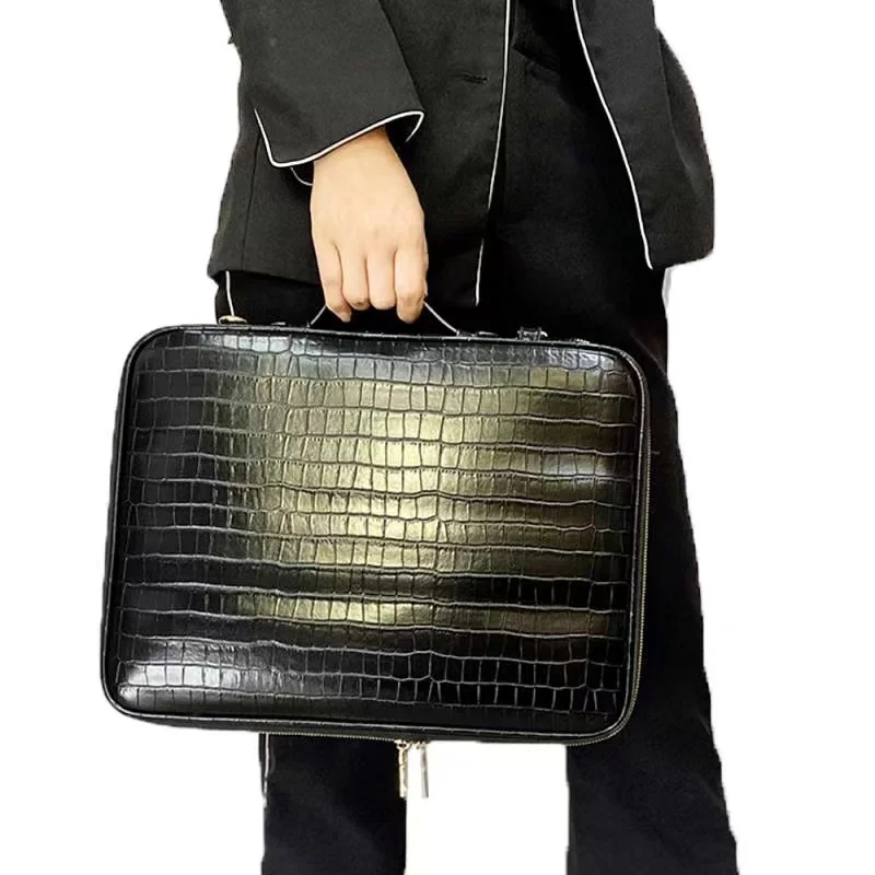 2022 Men Laptop Bag Crocodile Pattern Leather Ladies Laptop Bag &Cover for Women Office Worker Business Briefcase