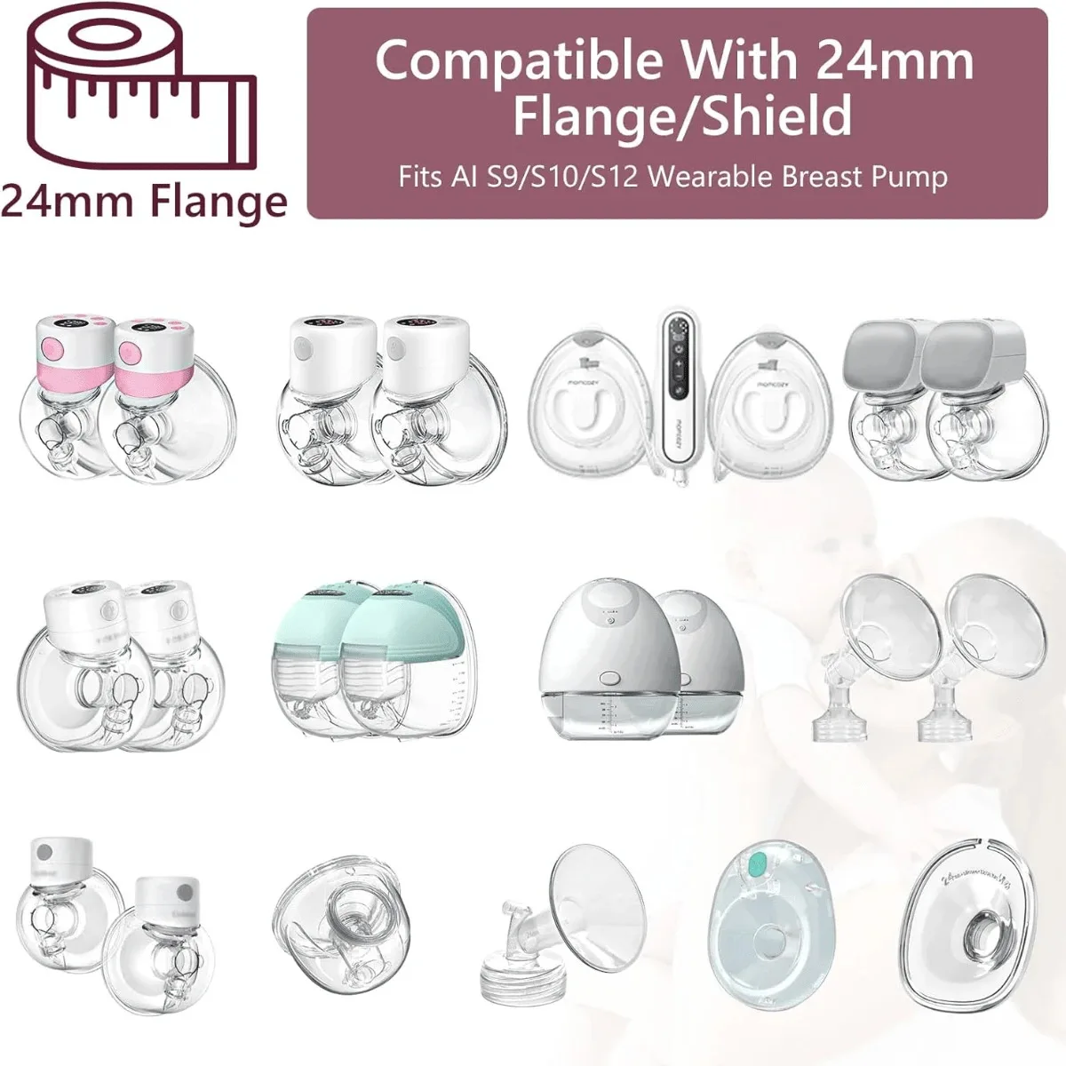 Factory Wholesale Customized Logo Flange Insert For 24-28mm Flange Diameter Reduction Wearable Breast Pump Converter Flange