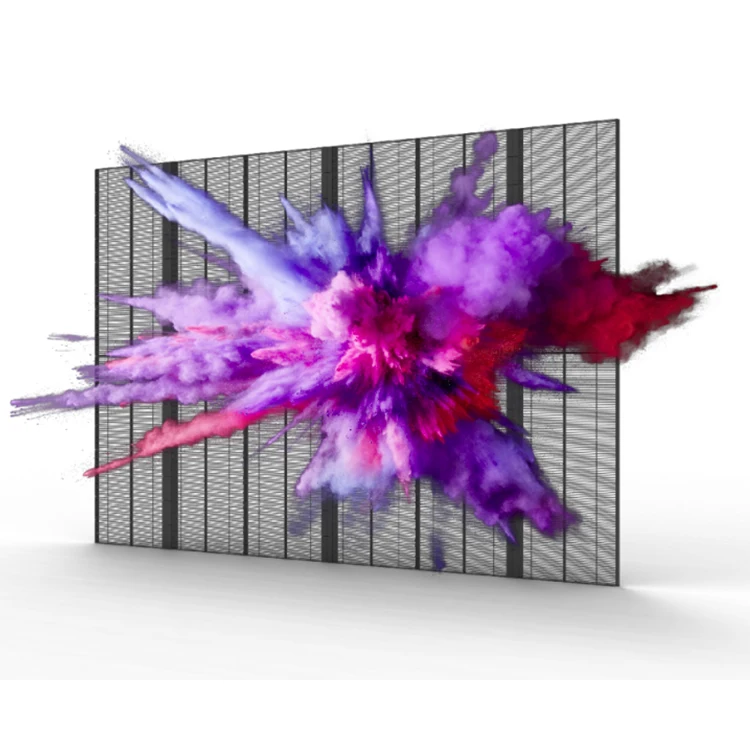 Transparent glass wall of building led display